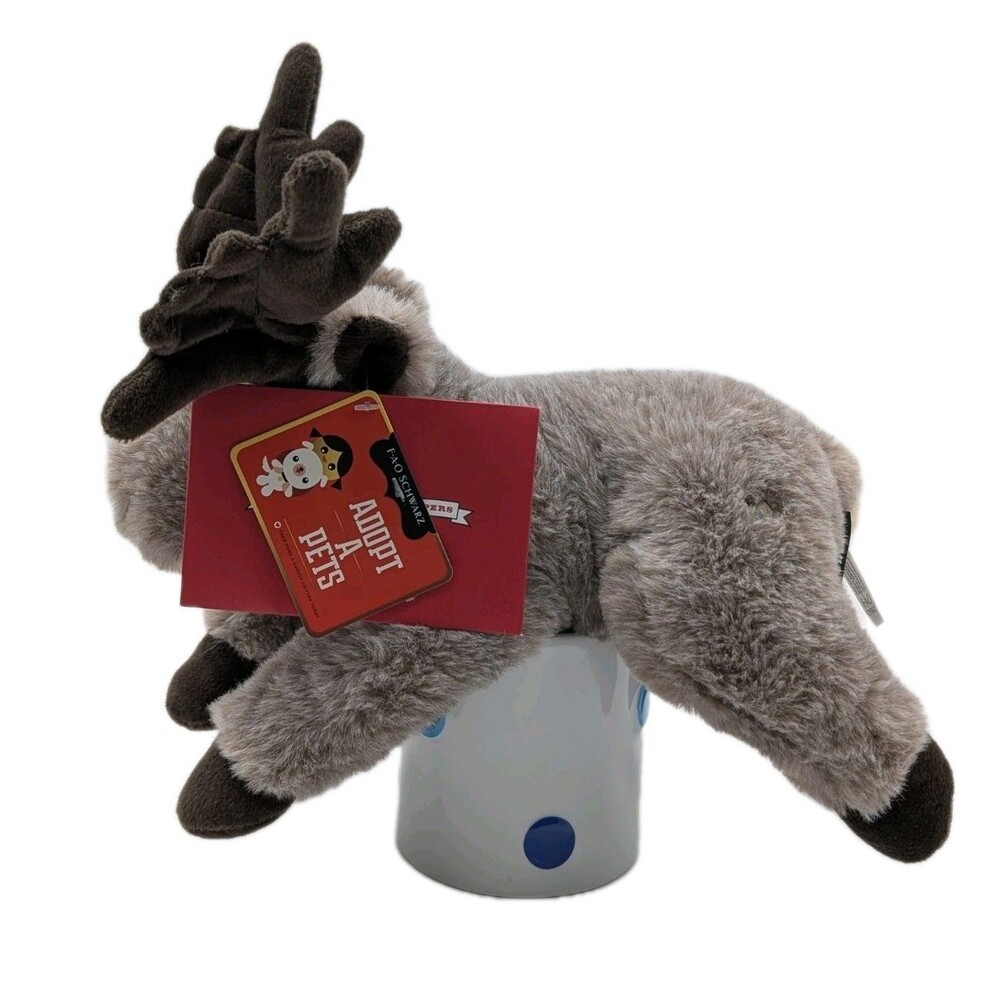 FAO Schwarz Adopt A Pet 15" Lying Moose Plush Stuffed Animal New With Tags